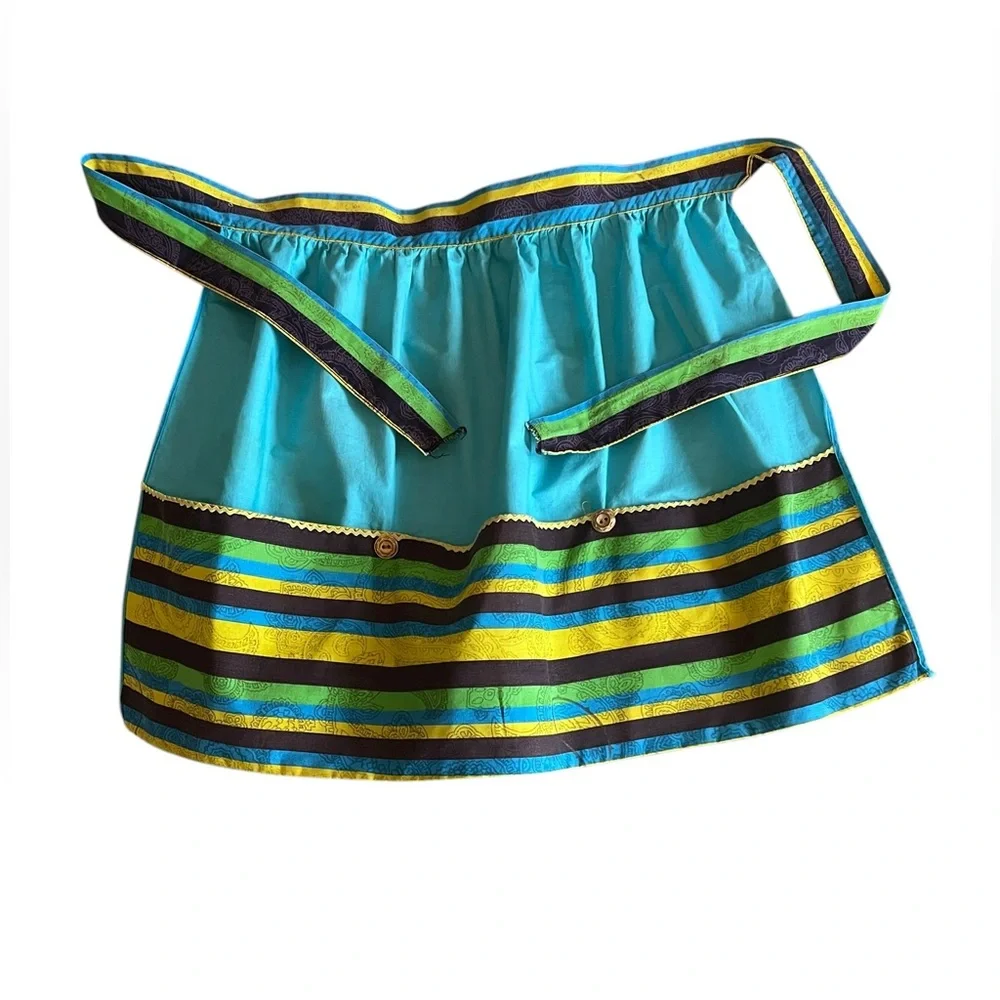 Vintage Handmade Colorful Striped Kitchen Apron